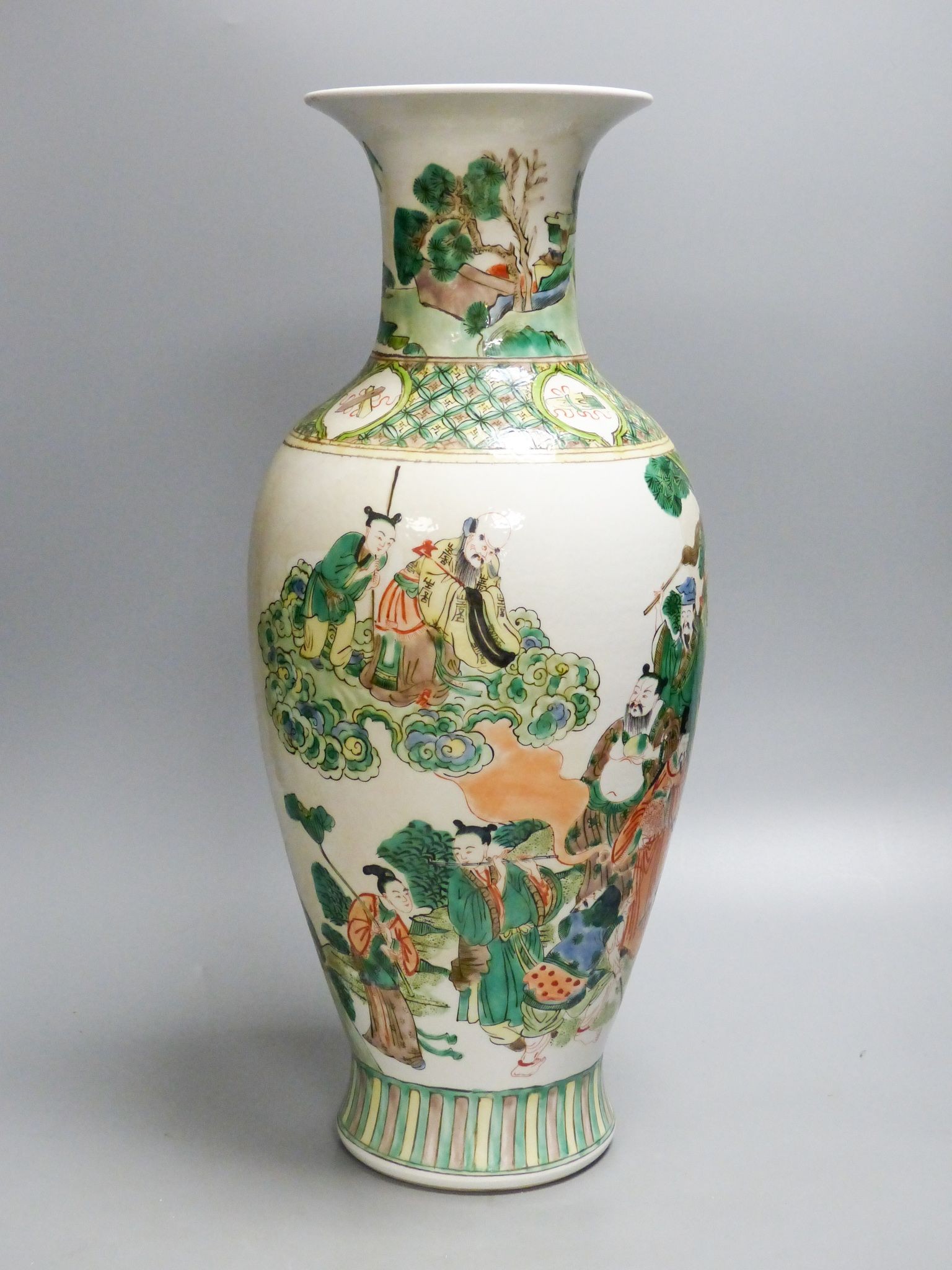 A Chinese famille verte vase, 45.5cm high